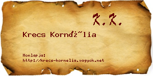 Krecs Kornélia névjegykártya